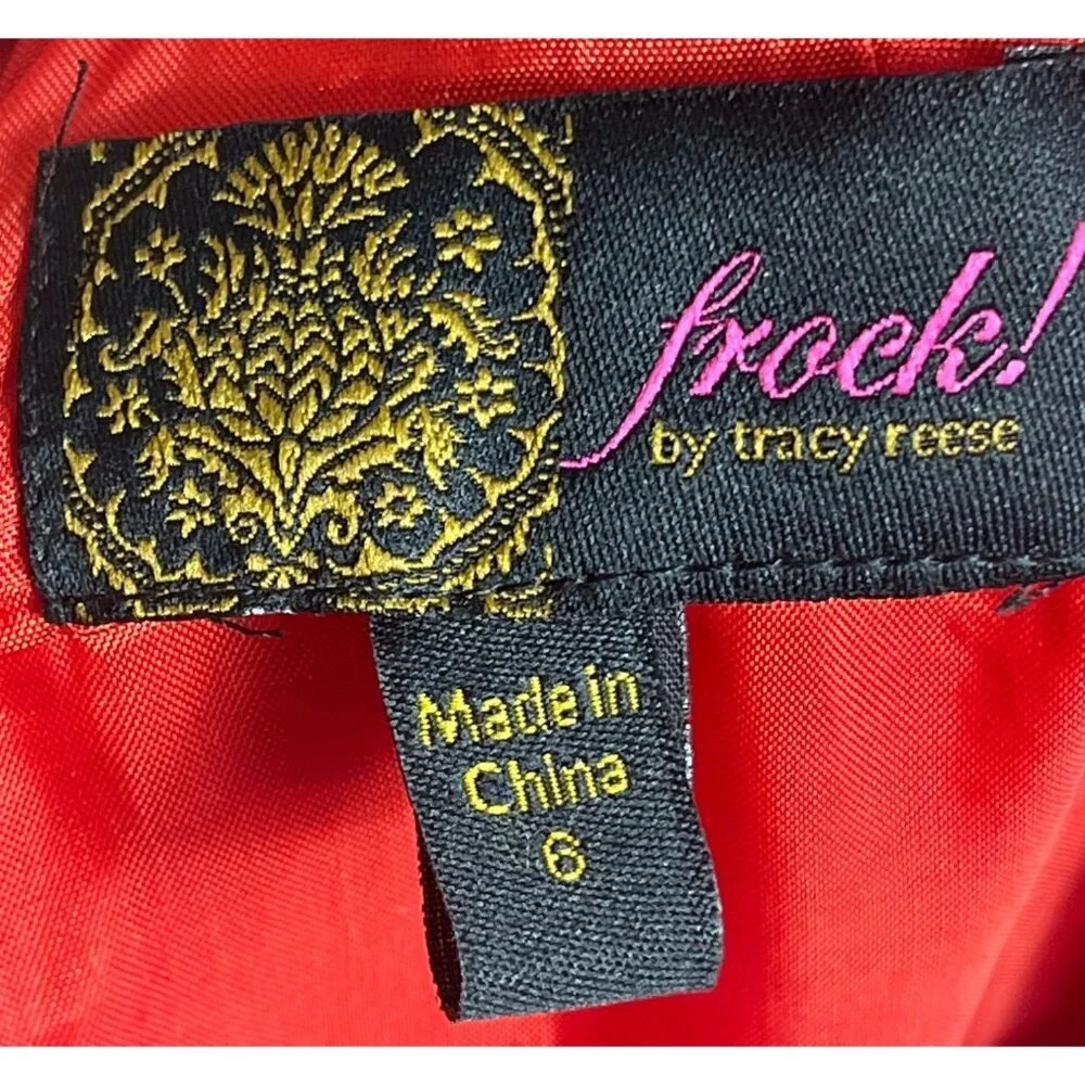 Frock Tracy Reese Dress Red Linen Silk Retro 50s PinUp Feminine Fun Womens 6 - Picture 5 of 14